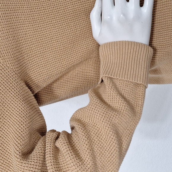 Lauren Ralph Lauren Quiet Luxury Preppy Tan Cowl Neck Drawstring Sweater Size L - Picture 5 of 12